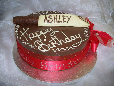 Large single tier of chocolate celebrating 18th birthday